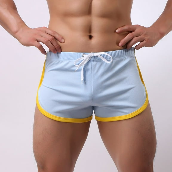 Finelylove Mens Casual Shorts Flat Front High Waisted Slim Straight Solid Walking Sky Blue L