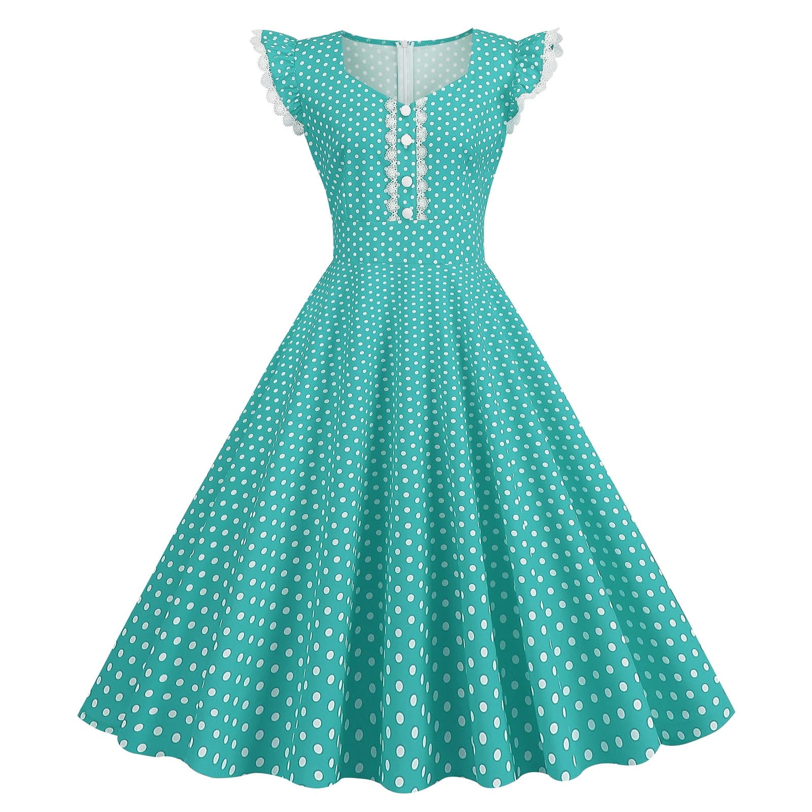 Teal polka dot dress top