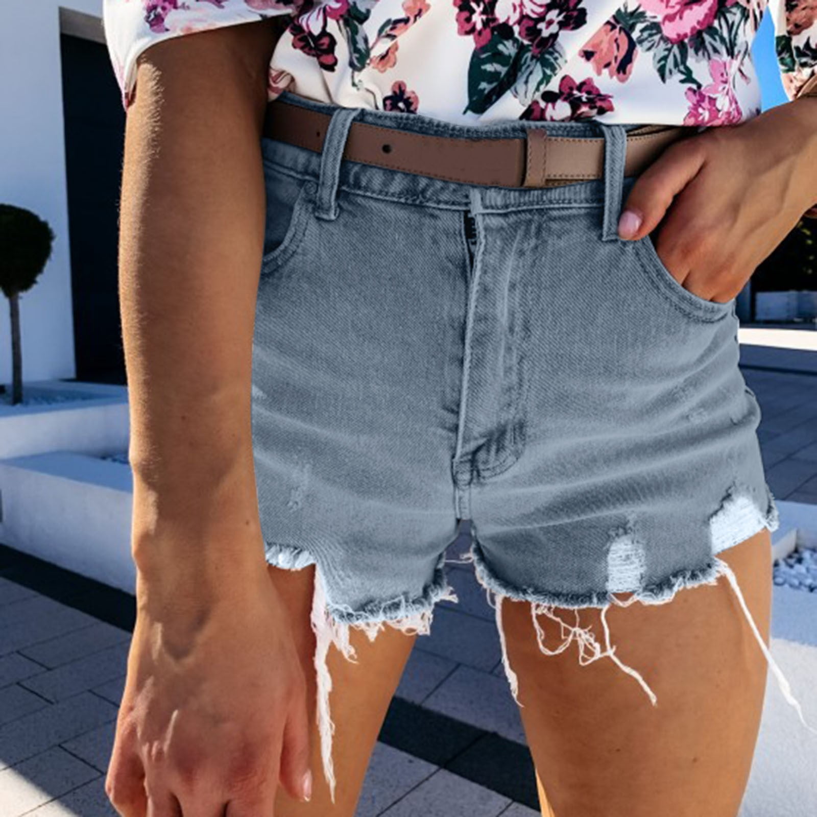Finelylove Ripped Jean Shorts Women Booty Shorts For Women High Waist