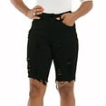 thumbnail image 1 of Finelylove Ripped Jean Shorts Women Women'S Shorts Mid Waist Rise Walking Solid Black XL, 1 of 9