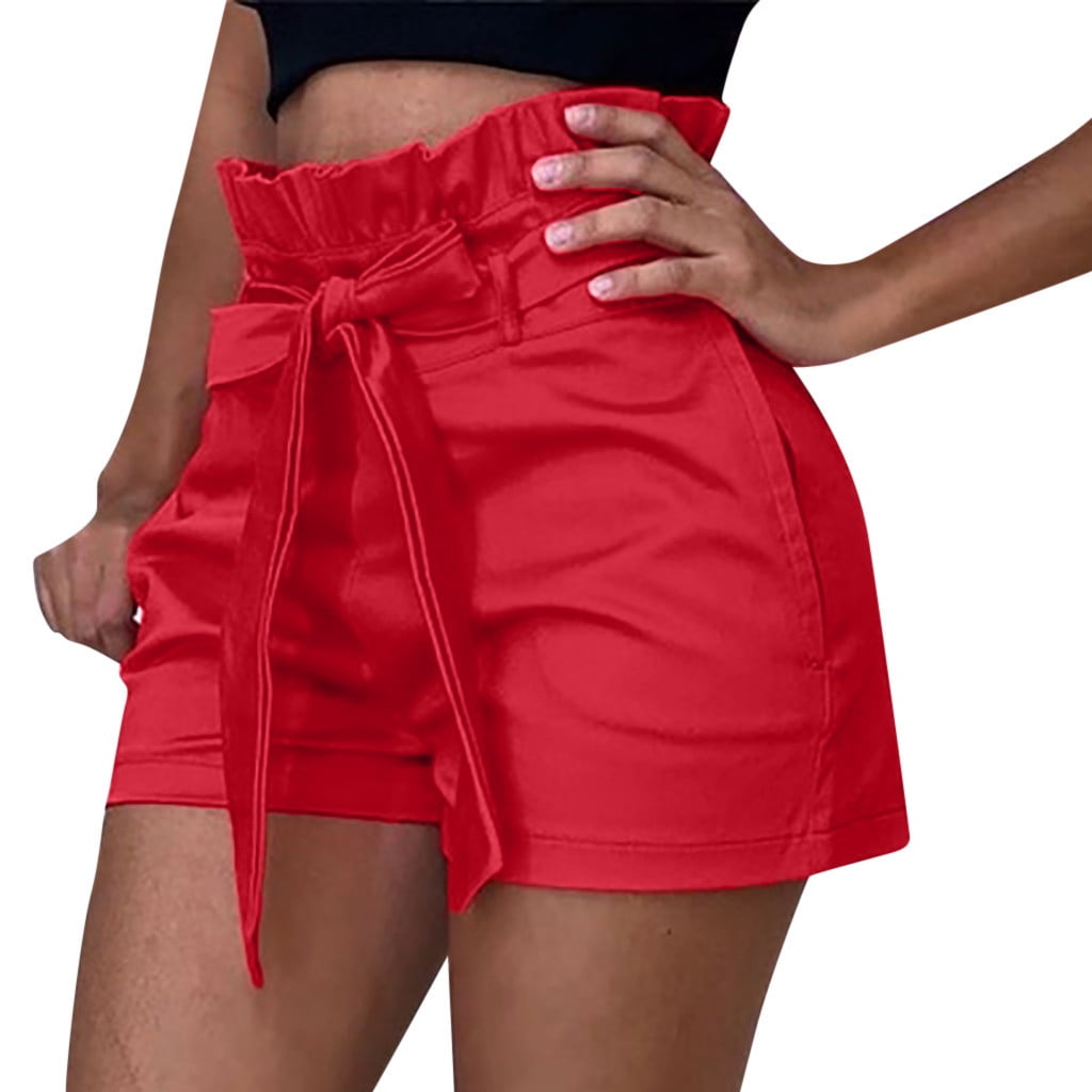 Finelylove Shorts For Women Plus Size Hey Nuts Biker Shorts For Women  Shorts High Waist Rise Solid Red L