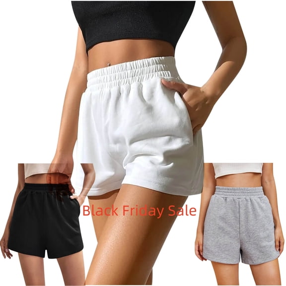 Finelylove Womens Bike Shorts Walking Shorts Women High Waist Rise Walking Solid White S