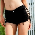 thumbnail image 1 of Finelylove Womens Biker Shorts High Waisted Denim Shorts Women Jean High Waist Rise Solid Black S, 1 of 5