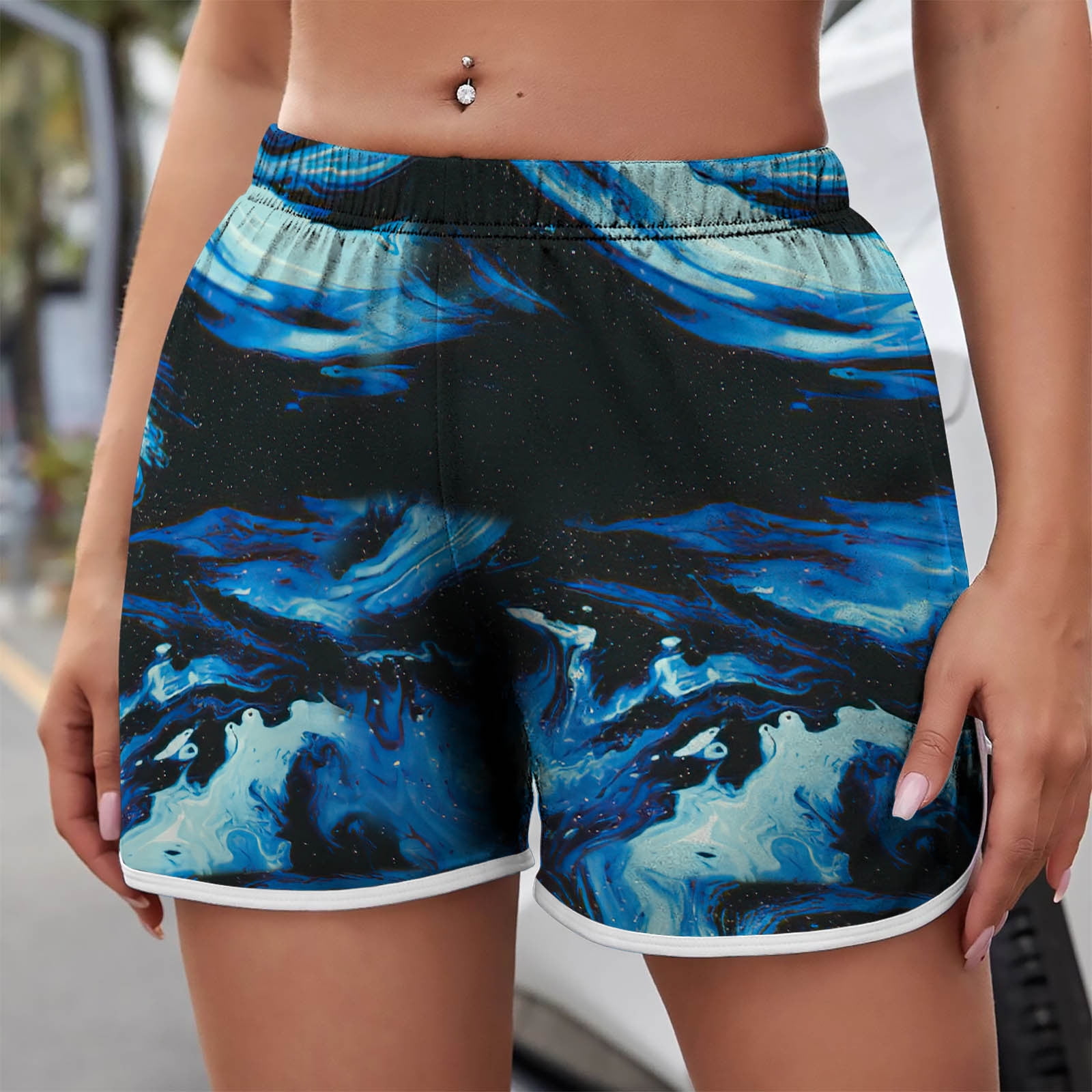 Finelylove Womens Shorts Casual Colorfulkoala Biker Shorts Gym High Waist  Rise Printed Dark Blue XXL