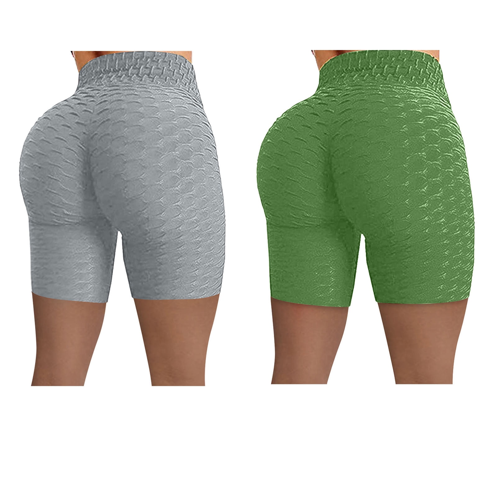 Finelylove Yogalicious Biker Shorts Womens Workout Shorts Gym High Waist  Rise Printed Green M 