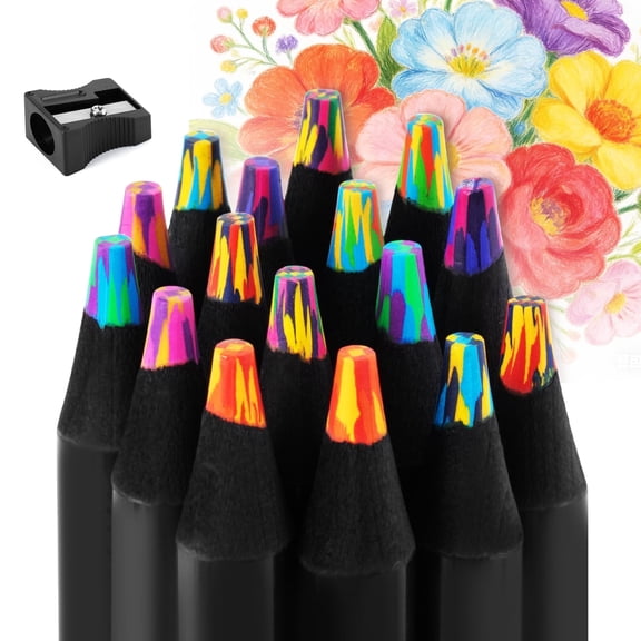 Finenolo 16 Pieces Rainbow Colored Pencils with Sharpener, Teen Girl Gifts Trendy Stuff,Arts and Crafts,Party Favors,Stocking Stuffers