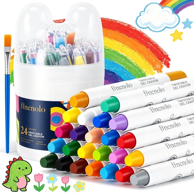 Simple Calendar Color Finenolo 24 Colors Twist Crayons for Kids,Non Toxic Washable Crayons ...