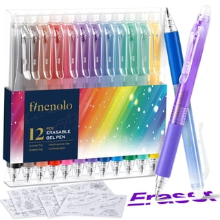 FINENOLO Erasable Gel Pens,12 Colors Retractable Gel Ink Pens, Smooth Writing Click Pens with Eraser Tip for Office,Journaling and Everyday Writing