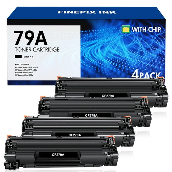 Finepix Ink 79A Black Toner Cartridge Compatible Replacement for HP 79A CF279A Toner for Laserjet Pro M12w M12a MFP M26nw M26a Printer (4-Pack)