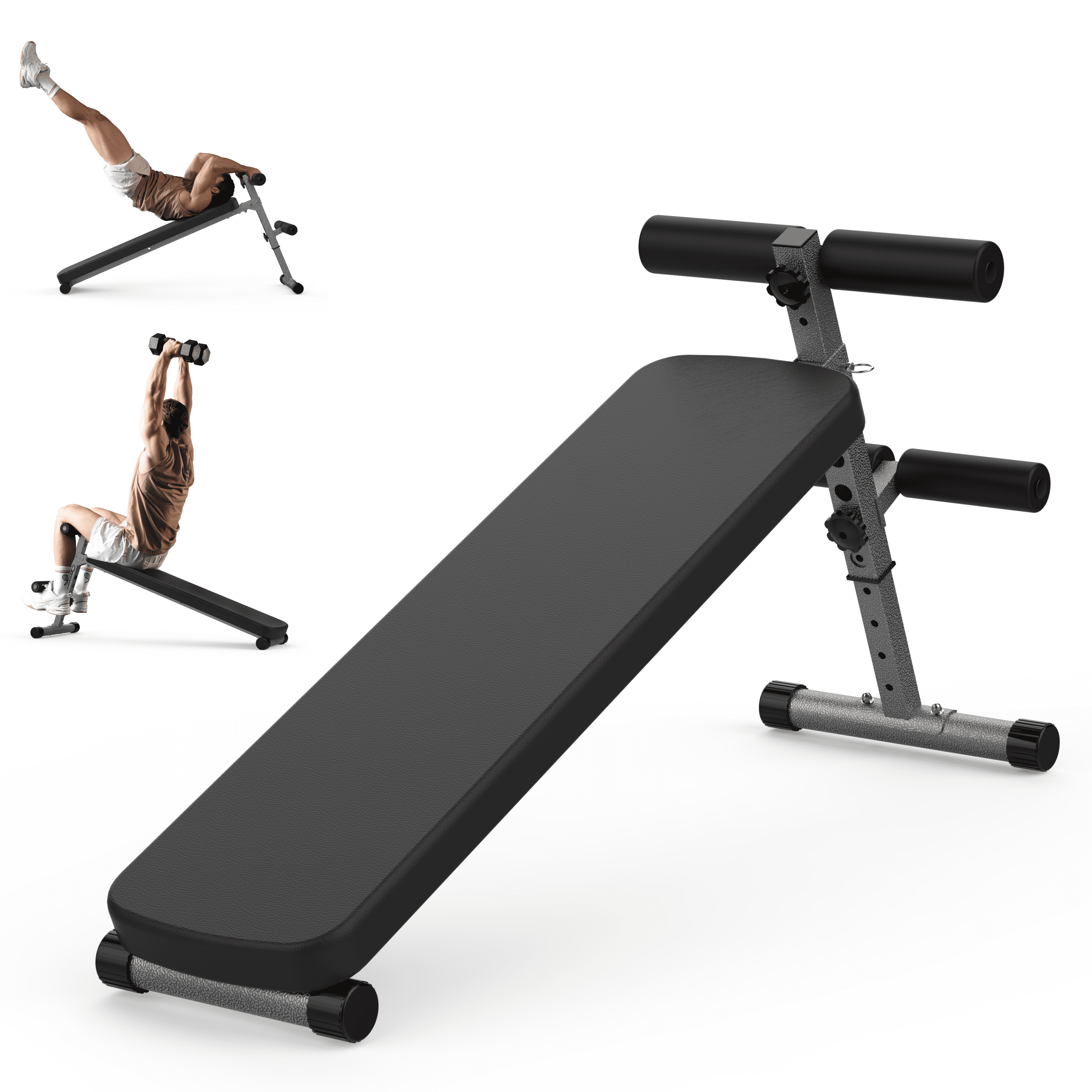 Finer Form Gym-Quality Adjustable Sit Up Ab Bench & Decline Weight Bench for Home Gym Strength Training. Supports 660lbs.