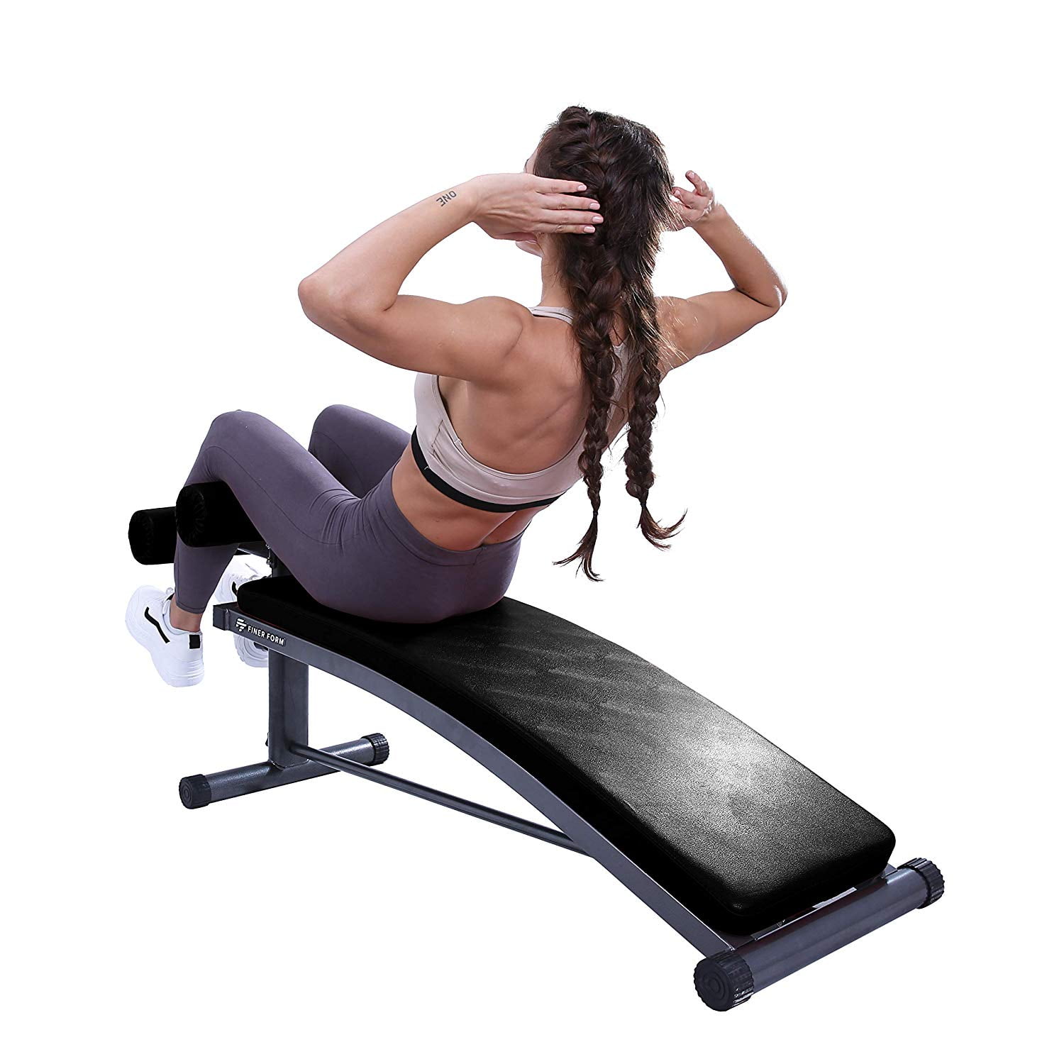 Finer Form Gym-Quality Sit Up Bench with Reverse Crunch Handle for Ab  Exercises (Black)