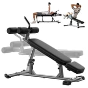 Finer Form Semi-Commercial Decline Sit Up and Flat Weight Bench. Adjustable Fitness Equipment and Exercise Bench for Abs, Crunches, and Strength Training. Great Workout Equipment for the Home Gym.
