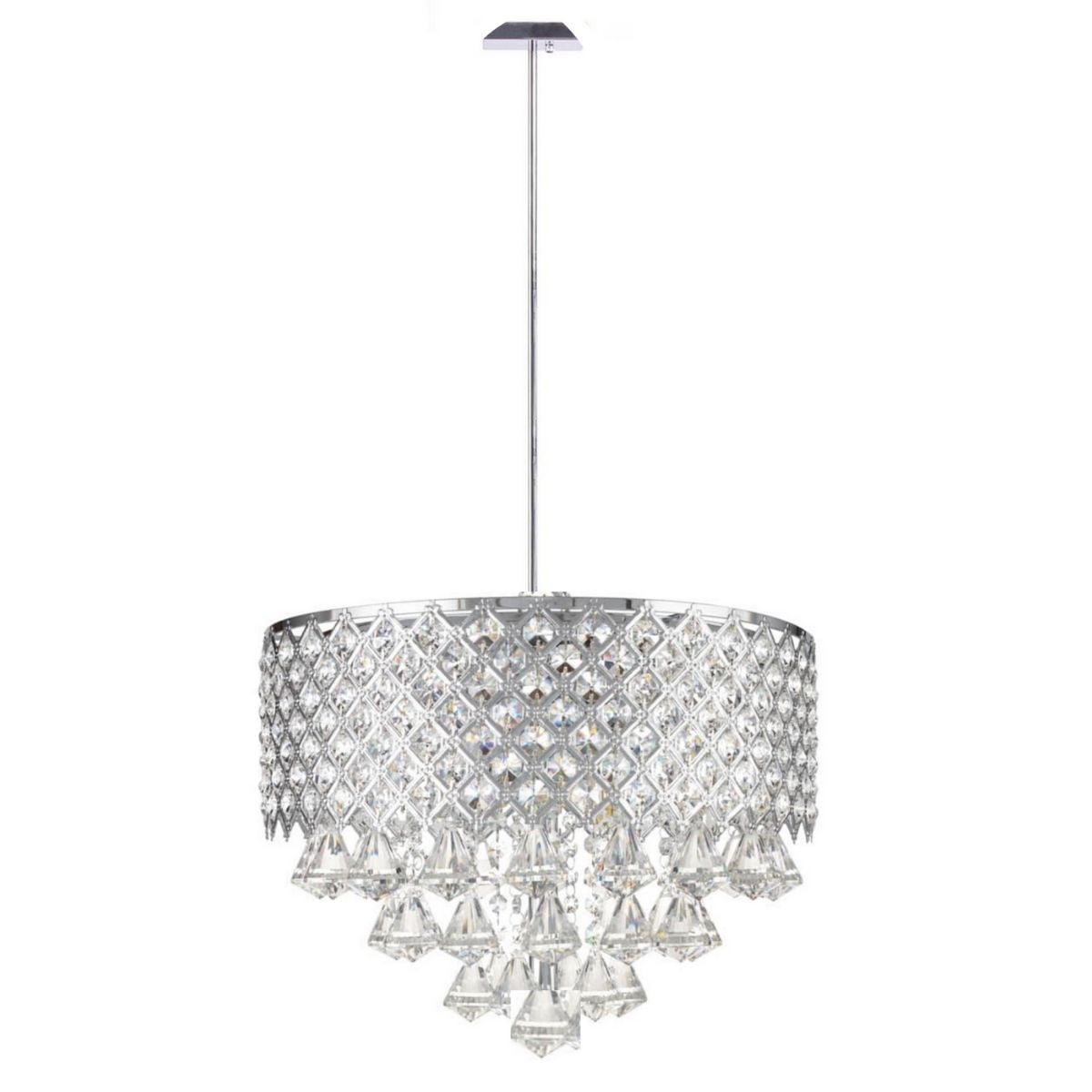 Finesse Decor Dimmable Tube Style Flush Pendant Lamp Chandelier, Silver