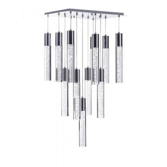 Finesse Decor Modern 13 Light Sparkling Night Cylinder Chandelier, Silver