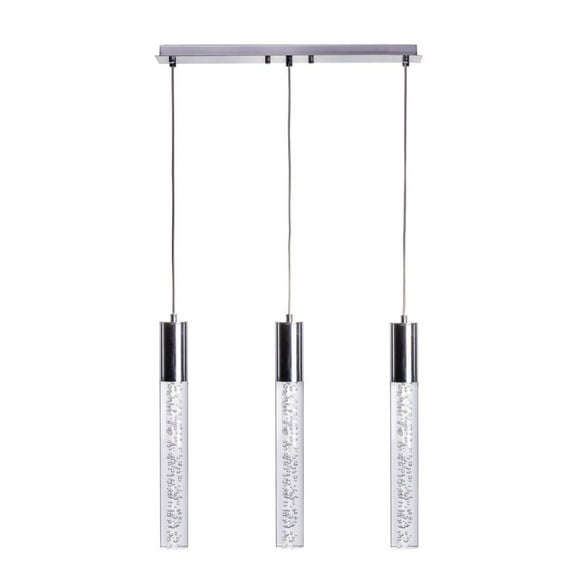 Finesse Decor Modern Sparkling Night Cylinder 3 Light Chandelier, Silver