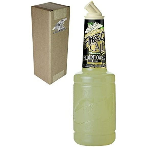 Finest Call Premium Elderflower Syrup Drink Mix, 1 Liter Bottle (33.8 Fl Oz), Individually Boxed