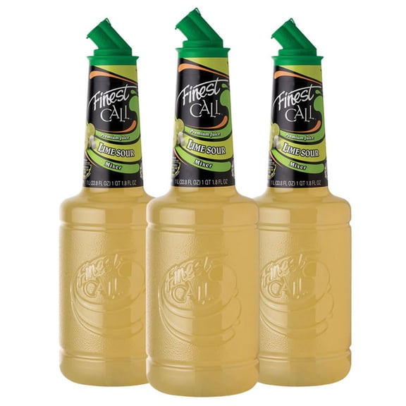 Finest Call Premium Juice Lime Sour Drink Mix, 1 Liter Bottle (33.8 Fl Oz), Pack of 3