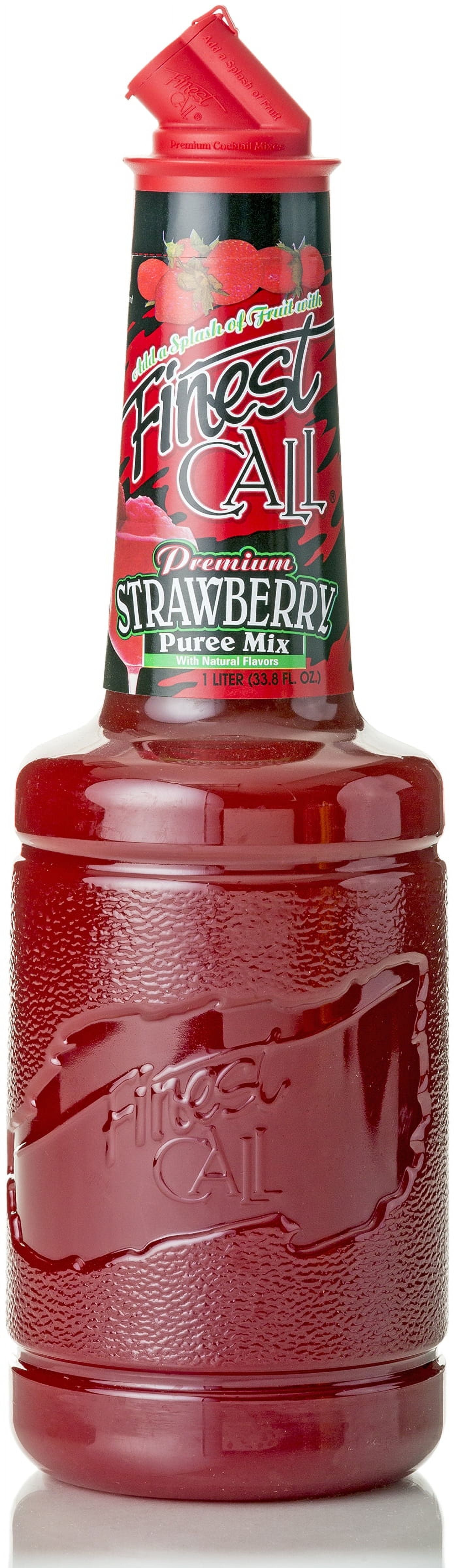 Finest Call Strawberry Puree Cocktail Mixer, 1 Liter Plastic Bottle