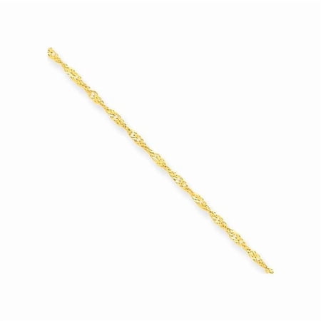 Finest Gold 1.10 mm x 7 in. 10K Yellow Gold Singapore Chain
