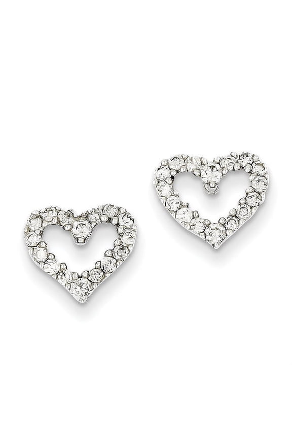 14k White Gold Diamond Heart Earrings