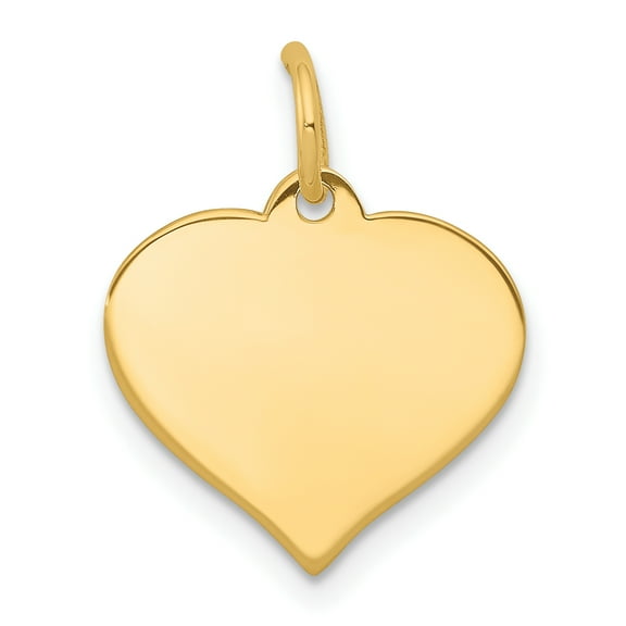 Finest Gold 10K 0.018 Gauge Yellow Gold Heart Disc Charm Pendant
