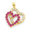 thumbnail image 1 of Finest Gold 10K CZ Double Heart Pendant, 1 of 3