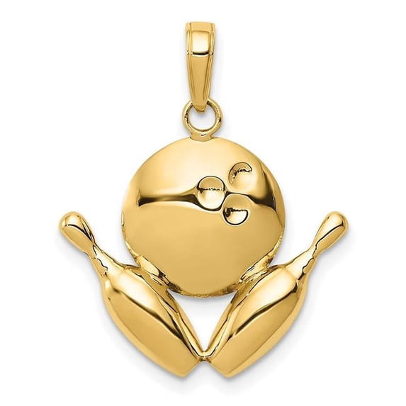 Finest Gold 10K Diamond-cut Bowling Theme Charm
