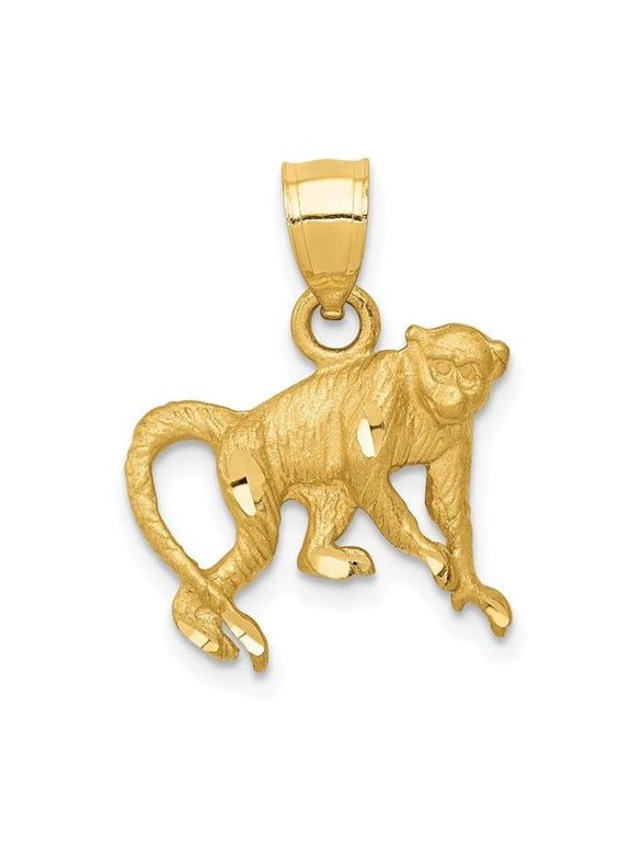 10K Diamond-cut Monkey Pendant