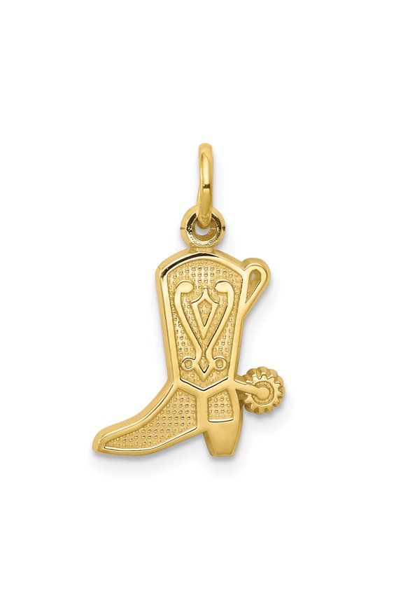 10K Solid Polished Cowboy Boot Charm