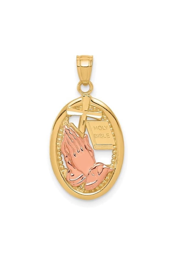 Finest Gold 10K Two-Tone Praying Hands Pendant