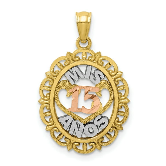 Finest Gold 10K Two-Tone with White Rhodium MIS 15 Anos Pendant