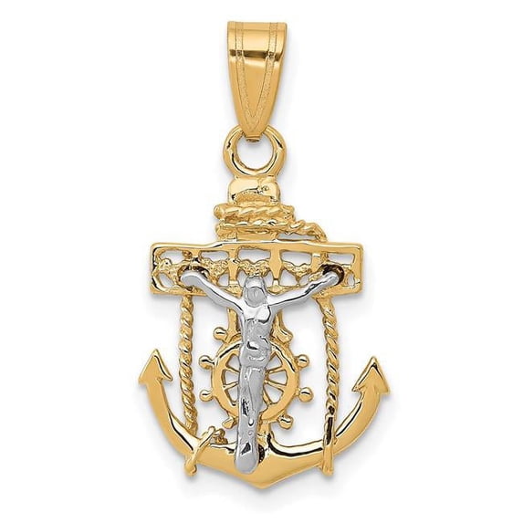 Finest Gold 10K Two-tone Mariners Cross Pendant