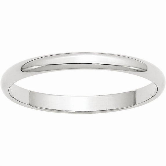 Finest Gold 10K White Gold 2.5 mm LTW Half Round Band, Size 5.5