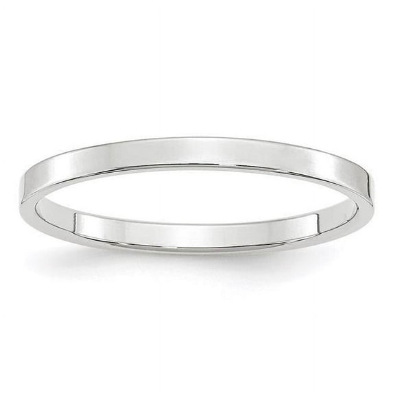 10k White Gold Solid Polished Lightweight 2mm Ltw Flat Band Size 5 Ring Ring for Women and Men