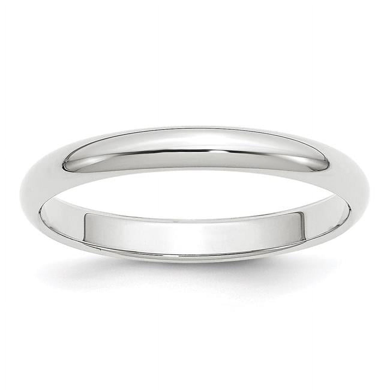 Finest Gold 10K White Gold 3 mm Half Round Band, Size 7.5