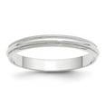 thumbnail image 1 of 10k White Gold 3mm Lightweight Milgrain Half Round Wedding Band Size 7.5 1WML030, 1 of 3