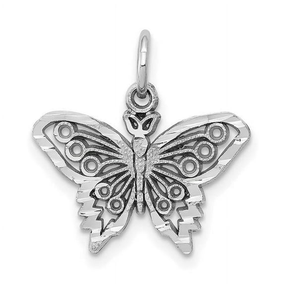 Finest Gold 10K White Gold Butterfly Charm