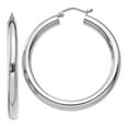 thumbnail image 1 of Finest Gold 10K White Gold Polished 4 mm Tube Hoop Earrings, 1 of 2