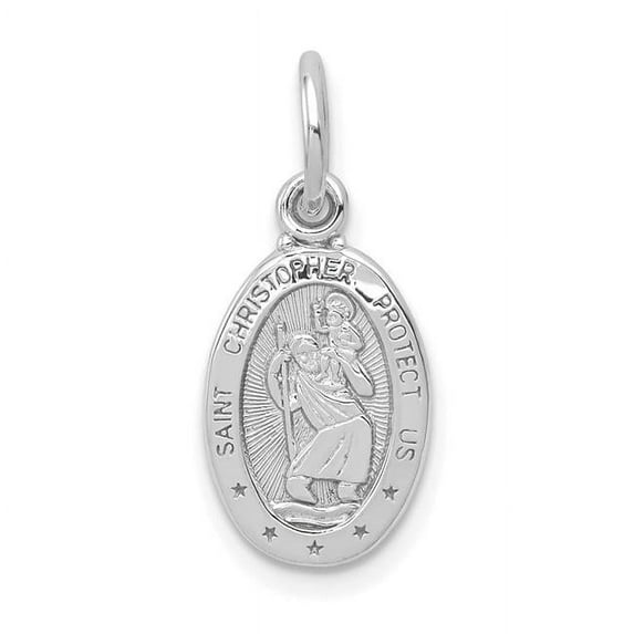 Finest Gold 10K White Gold St. Christopher Medal Pendant