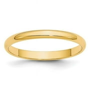 FINEST GOLD 10K Yellow Gold 2.5 mm LTW Half Round Band, Size 6.5