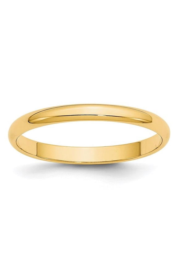 10k Yellow Gold 2.5mm Lightweight Half Round Wedding Band Size 8.5