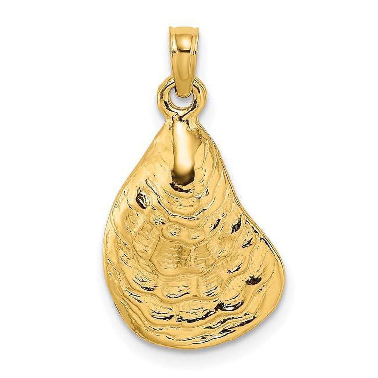 Finest Gold 10K Yellow Gold 2-D Textured & Polished Oyster Shell