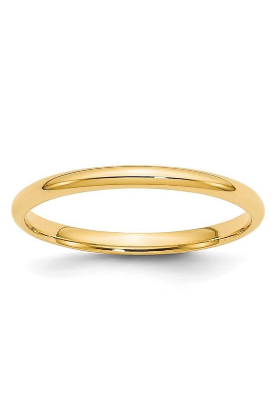 10K Yellow Gold 2 mm LTW Comfort Fit Band, Size 14