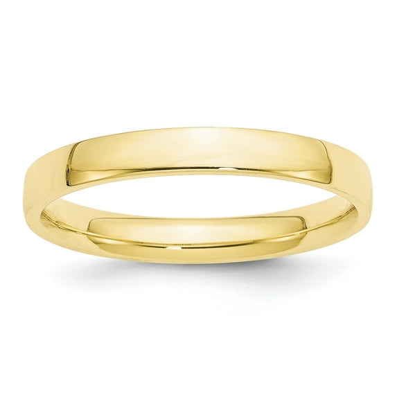 Finest Gold 10K Yellow Gold 3 mm LTW Comfort Fit Band, Size 13