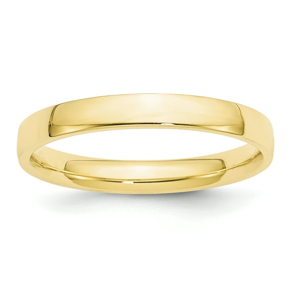 Finest Gold 10K Yellow Gold 3 mm LTW Comfort Fit Band, Size 13