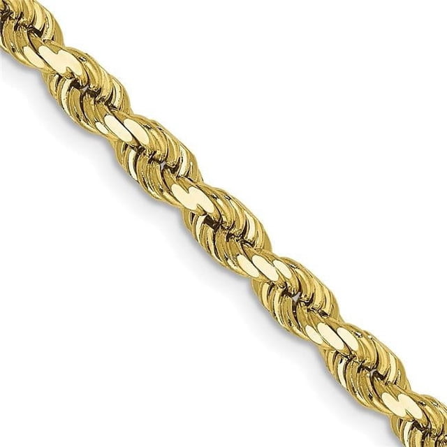 The Black Bow 4mm 10k Yellow Gold Diamond Cut Solid Rope Chain Necklace ...