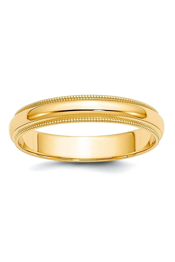 10k Yellow Gold Solid Polished 4mm Milgrain Half Round Band Size 5 Ring Ring for Women and Men