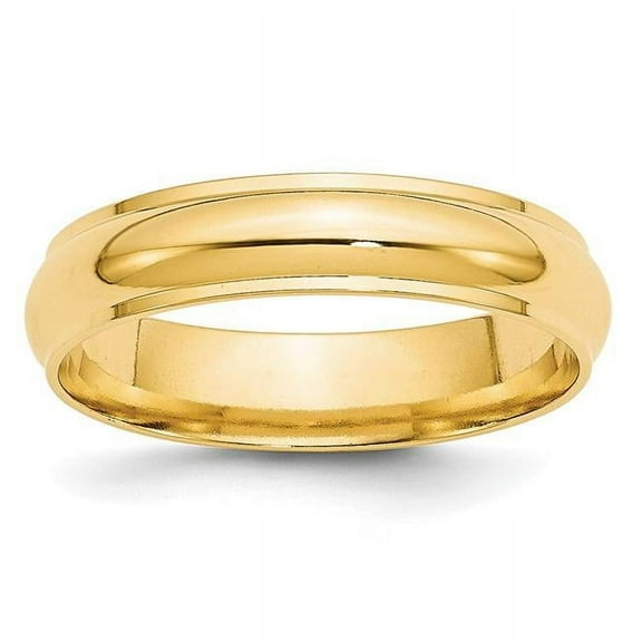 10k Yellow Gold Solid Polished 5mm Half Round With Edge Band Size 10 Ring-Band Style-Ring for Women and Men