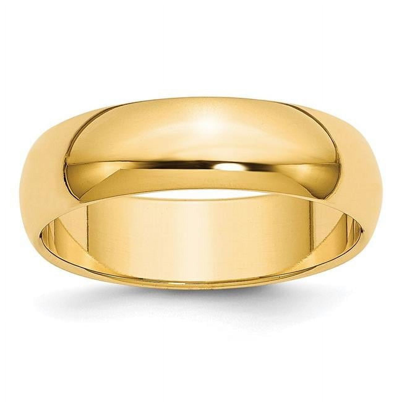 Finest Gold 10K Yellow Gold 6 mm Half Round Band - Size 8