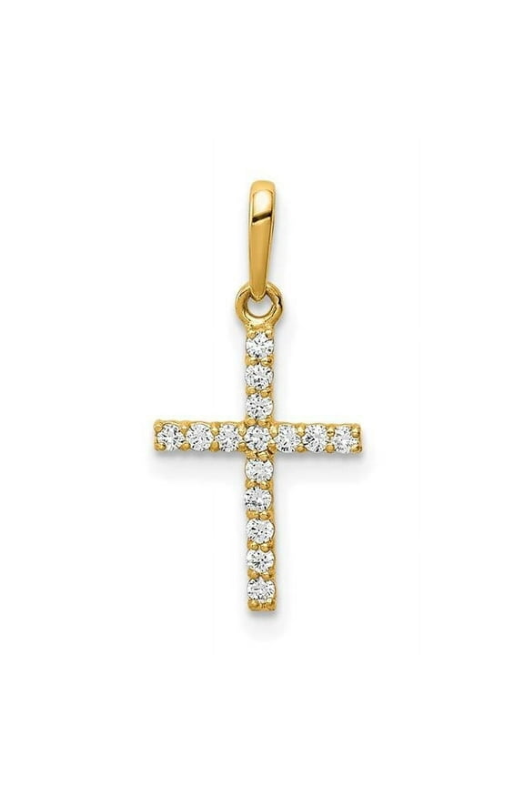 10K Yellow Gold CZ Cross Pendant